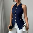 thumbnail image 4 of ZOELNIC Women's Halter Neck Vest Lapel Collar Button Down Sleeveless Blazer Vest Business Casual Tops, S, 4 of 8