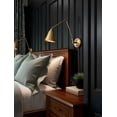 thumbnail image 4 of Kira Home Ellis 18" Gold Swing Arm Wall Sconce, Cone Shades, 2-in-1 Plug In or Hardwired Library Style Gold Wall Lamp, 4 of 9