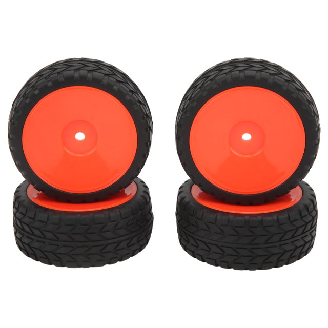 RC Drag Tires, RC Wheel Tires Resistente Al Desgaste Plástico Caucho Amortiguación Fuerte Textura Cóncava Convexa 4 PCS Para 1/10 Flat Sports Car Para Control Remoto ANGGREK Rojo