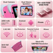 Kids Tablet,10.1 Inch Android Toddler Tablet with Case,8GB RAM 64GB ROM Tableta,APP Preinstalled,Parent Control,Kids Education Children Tablet with WiFi,Pink