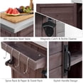 thumbnail image 6 of GUCOGUKA 78.3" Outdoor Kitchen Island with Foldable Grill Table, Wooden Grill Cart with Trash Can Storage & Stainless Steel Top, Outdoor Bar Cart, Pizza Oven Table for Lawn & Garden, Dark Brown, 6 of 18
