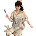 thumbnail image 5 of Camisones con estampado de dibujos animados para mujer, vestido de noche de seda satinada de manga corta, pijama de verano, novedad de 2024, 5 of 5