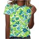 thumbnail image 1 of Camiseta de Cuello Redondo de Manga Corta con Impresión Floral para las Mujeres, Blusa de Poliéster Suave de Estilo de Vacaciones para el Uso Diario de Primavera Y Otoño, 1 of 5