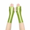 thumbnail image 2 of Unique Bargains 1 Pair Party Gloves Elegant Patent Leather Fingerless Short Style Long Opera Party Gloves 9.06"x3.54" Fluorescent Green, 2 of 5