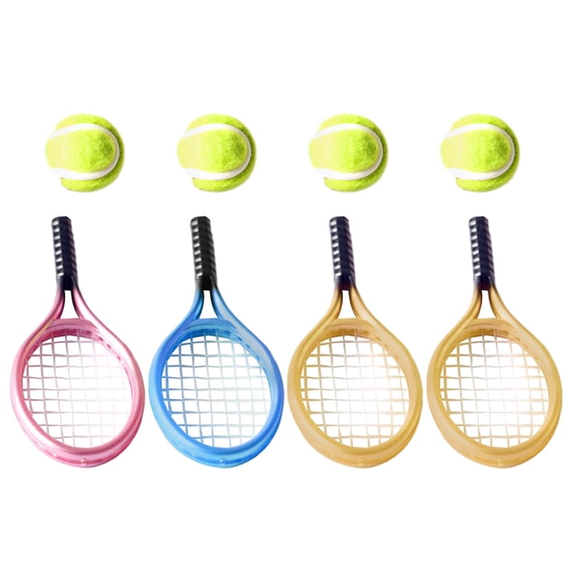 1 juego de adornos de raquetas de tenis en miniatura, accesorios de fotografía, adornos de mini raquetas de tenis con mini pelotas