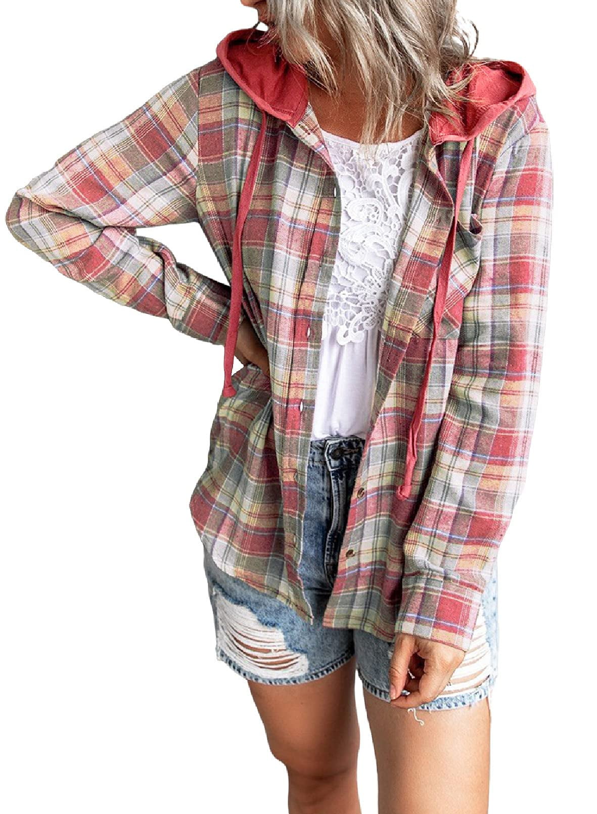 Plaid Hooded Flannel Shacket Jacket 