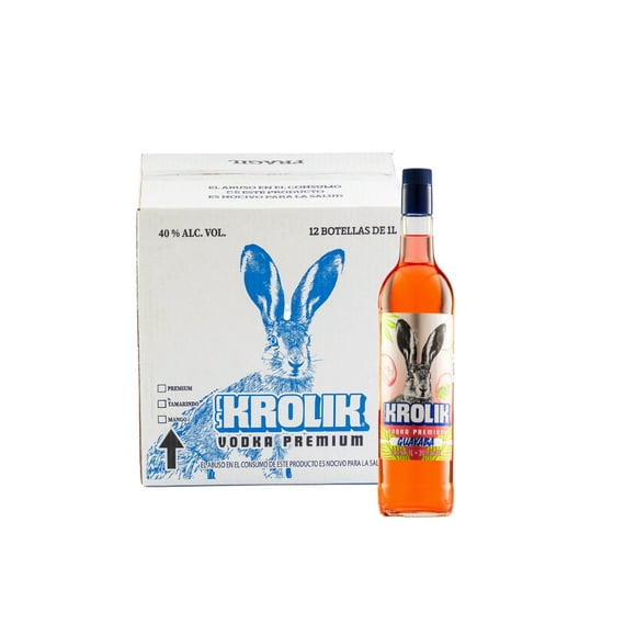 Caja Vodka Cs Krolik 40% Alc. Vol. Sabor Guayaba 1000 Ml Cs Krolik Vodka Premium