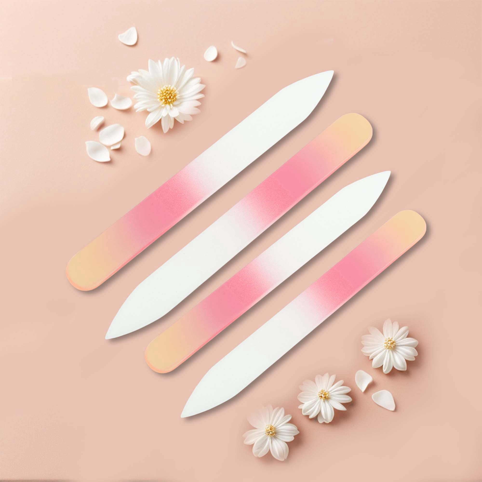 Unique Bargains Glass Multifunctional Nail File Manicure Tool Small 4 Pcs Yellow Red