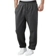 thumbnail image 2 of Mens Joggers with Pockets - Mens Fleece Wide Leg Sweatpants, Open Bottom, Loose Fit for Workout & Running Dark Gray 3XL, 2 of 7