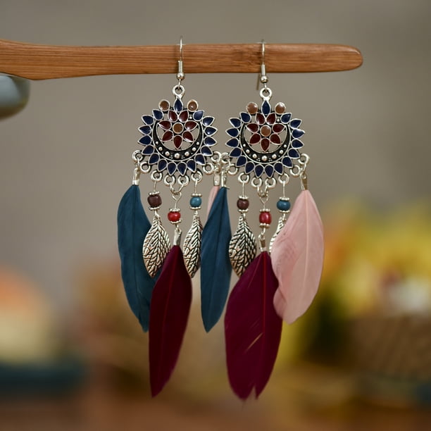Pendientes de plumas pendientes de moda desplazamientos galvanoplastia pequeños y naturales pendientes