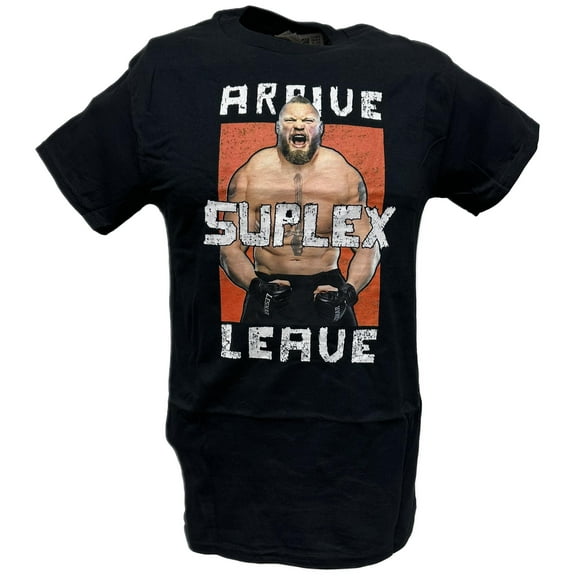 Brock Lesnar Arrive Suplex Leave WWE Mens T-shirt M