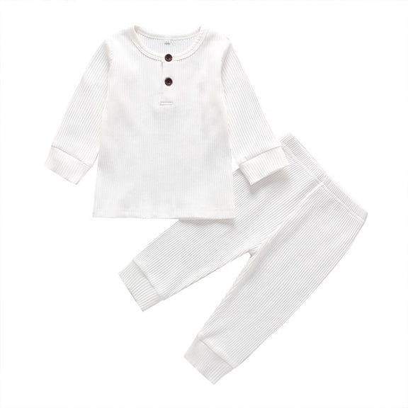 Laurenza's Baby Girls Boys Gender Neutral White Ribbed Lounge Set 12-18M
