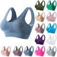 thumbnail image 3 of Bras for Women No Underwire Thin Rhinestone Sports Breathable Yoga Vest Bra Sports Bra Blue, 3 of 4