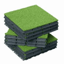 TOTAL Outdoor Living Patio Deck Tiles, 9 pieces per pack, 12.22 x 12.22 in Composite Interlocking Decking Tile, Four Slat Plastic Outdoor Flooring, Green