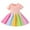 Pink, variant on 18M-6 Years Baby Girls Layered Tulle Tutu Dress Toddler Kids Baby Girls Fashion Cute Short Sleeve Sweet Rainbow Stitching Ruffle Dress