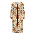 thumbnail image 3 of Yuyamidu Gingerbread Man Zipper Front Bathrobe for Women Xmas Tree Long Sleeve Gowns Sleepwear Womens House Coats Size 4XL, Christmas, 3 of 7