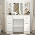thumbnail image 2 of Yamissi Makeup Vanity Table with Lights, White Vanity Desk with Mirror, 7 Drawers Dressing Table for Women Girls Bedroom, 2 of 8