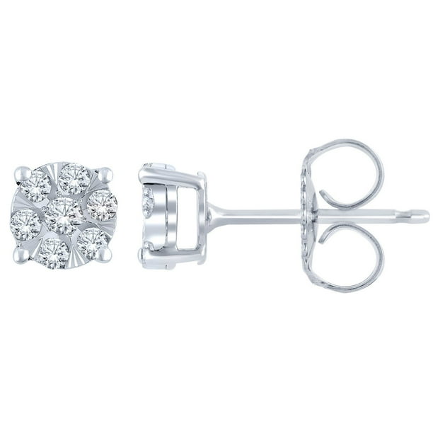 0.23 CT. T.W. Round Cut Cluster Diamond Stud Earrings in 14K