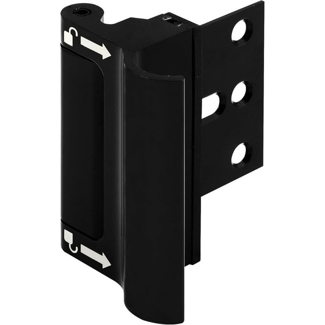 SHIQI-U 114708 New and Improved Door Reinforcement Lock with Integral Pull – Extra, High Security to Your Home and Prevent Unauthorized Entry – 3 in. Stop, Solid Brass, Matte Black (Single Pack)