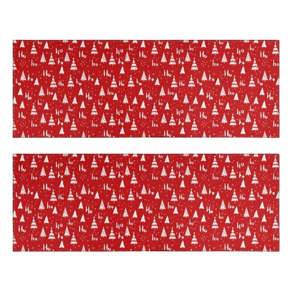 Kitchen Rugs Sets Of 2,Red Christmas Tree Pattern Anti Fatigue Kitchen Mat Rugs Non Slip Washable,Decorative Kitchen Floor Mats for Kitchen,Sink,Laundry,17"X47"