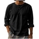 thumbnail image 2 of Ceisia Men's Cotton-Linen Henley Neck T-Shirt | Relaxed Long-Sleeve Solid Casual Top Gift, 2 of 5