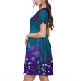 thumbnail image 2 of Fotbe Purple and Green Glitter Vestido Largo de Moda para Mujer, Vestido Tipo Camiseta con Manga Corta y Estilo Casual a Rayas y Bloques de Color, 2 of 6