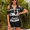 thumbnail image 3 of French Bulldog Womens Summer V Neck Zipper Top Short Sleeve T Shirt Off Shoulder Top Casual Classy Loose Shirts, 3 of 7