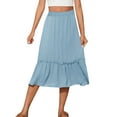 thumbnail image 5 of Aofany Women Plus Size Long Midi Skirts Elastic High Waist A Line Ruffle Swing Beach Midi Skirt, 5 of 8