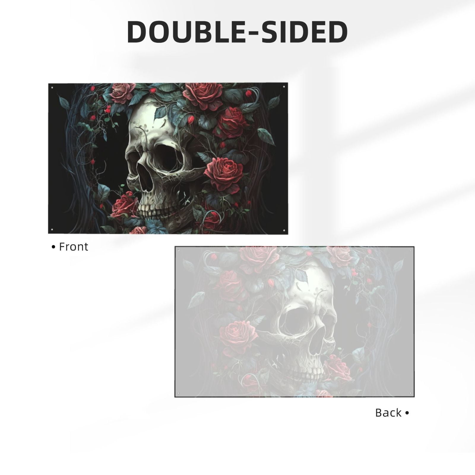 Skull Red Roses Cool Four Hole Decorated Banner Flag for Garden Yard Home Decoration Indoor Outdoor 4x6 Ft