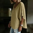 thumbnail image 4 of ZGRBOU Cotton Linen Shirts for Women Fasion V Neck Ruffled Half Sleeve Tops Summer Casual Loose Comfy Blouses, 4 of 6