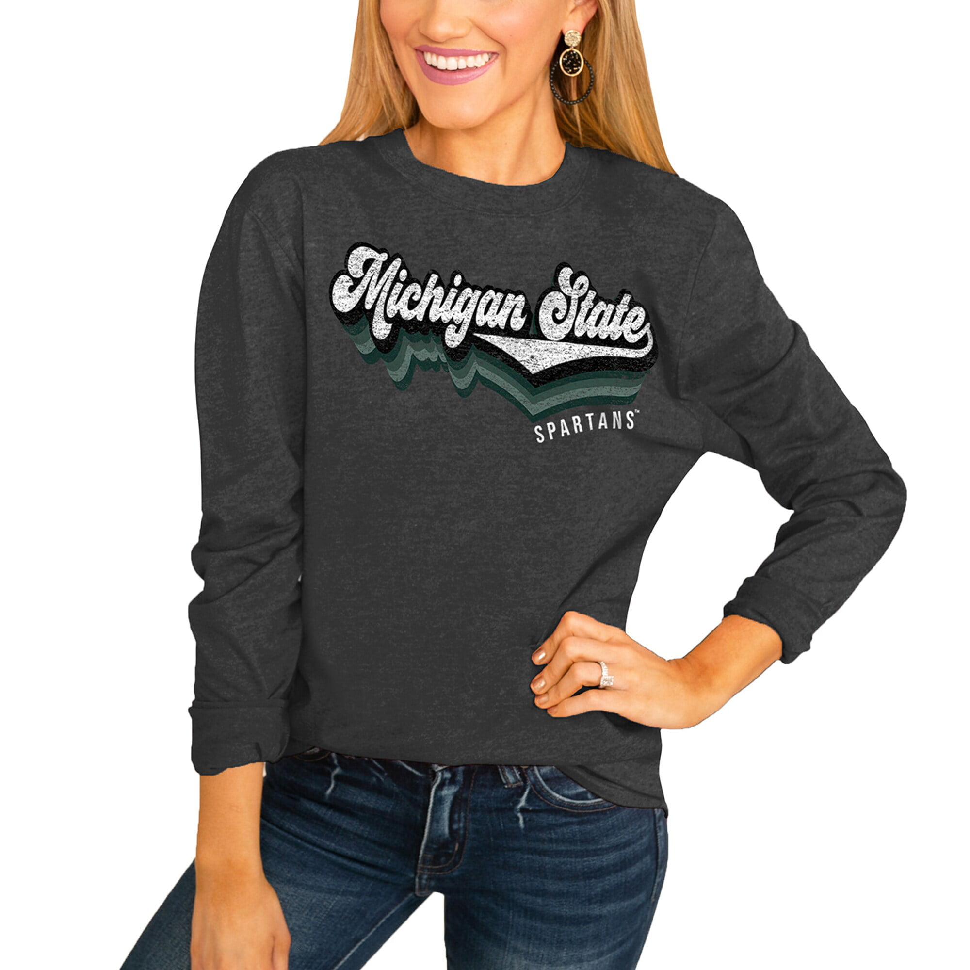 Michigan State Spartans Women's Vivacious Varsity Long Sleeve T-Shirt -  Charcoal - Walmart.com - Walmart.com