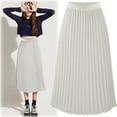 thumbnail image 3 of Women's Solid Pleated Maxi Skirt - Elegant, Elastic Waist, Midi Length, Polyester, 3 of 6