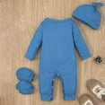 thumbnail image 4 of Otqutp Baby Fashion Outfits Set Boys Girls Long Sleeved Monogram Print Crawler Hat Sock Set for 0 To 9 Months Elastic Outfits 3PCS Fall Winter Clothes, 4 of 4