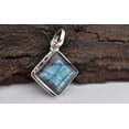 thumbnail image 3 of Solid 925 Sterling Silver Pendant For Women Men, Genuine Blue Fire Labradorite Square Gemstone Unique Handcrafted Jewelry For Her Him, 3 of 4