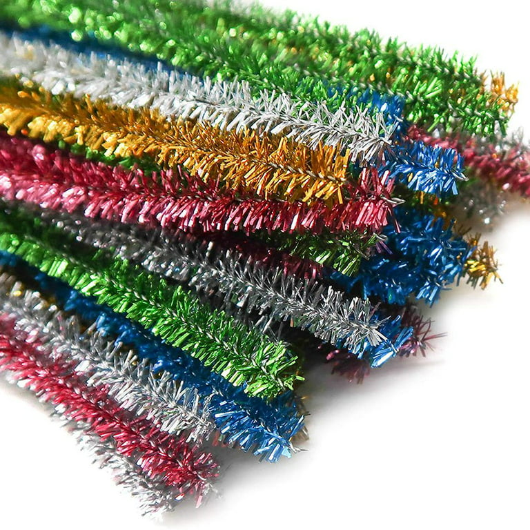 Menkey 400pcs Pipe Cleaners Bulk 10 Assorted Colors Chenille Stems Craft Supplies 6mm x 12 inch Fuzzy Glitter Pipe Cleaners for DIY Art Creative Crafts