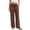 Brown #013, variant on Wide Leg Pants for Women Casual Flowy Crepe Trousers Wrinkle Free Relaxed Fit Lounge Work Business with Pockets Yellow L