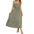thumbnail image 2 of Gspmoly Robes pour Femmes, Robe d'Été pour Femmes Sans Bretelles Smockée Évasée en Ligne A Mode Bohème de Plage Robe de Fête Longue Maxi avec Poches Robes Formelles pour Femmes Offres des Fêtes, 2 of 7