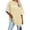 Beige, variant on Women T-Shirt Ladies Loose Fit Letter Striped Short Sleeve Casual Tops Summer O-Neck Relaxed Fit Shirts