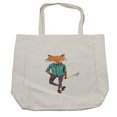 thumbnail image 1 of Cartoon Shopping Bag, Charismatic Mr. Fox Holding a Single Rose Drawing, Eco-Friendly Reusable Bag for Groceries Beach and More, 15.5" X 14.5", Cream, by Ambesonne, 1 of 2