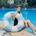 thumbnail image 3 of Flotador inflable para piscina Genggeng de 47 pulgadas con rayas azules, paquete de 2, 3 of 6