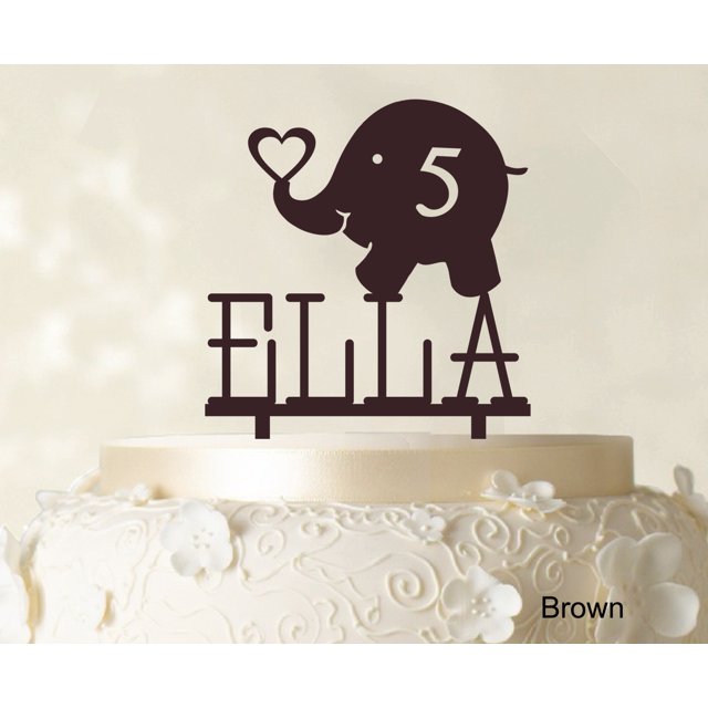 Custom Birthday Cake Topper Personalized Brown Cake Topper Color Option Available 5-7 Inches Wide