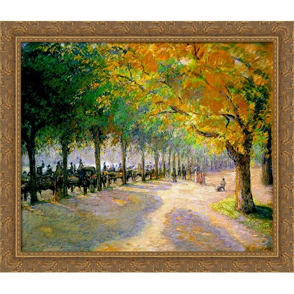Hyde Park, London 34x28 Large Gold Ornate Wood Framed Canvas Art by Camille Pissarro