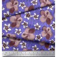thumbnail image 3 of Soimoi Polyester Crepe Fabric Leaves & Lily Floral Print Fabric by The Yard 52 Inch Wide, 3 of 6