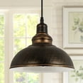 thumbnail image 6 of KIGHSIN Modern Industrial Plug in Pulley Pendant Light with 19.5ft Cord, Vintage Barn Bronze Domed Hanging Ceiling Light Fixture for Farmhouse Kitchen Island Living Room Entryway (2 Pack), 6 of 8