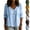 20# Light Blue, variant on Women's Cotton Linen V Neck Blouse Casual 3/4 Sleeve Babydoll Pleated T Shirts Summer Boho Relaxed Fit Vacation Tunic Tops Light Blue L