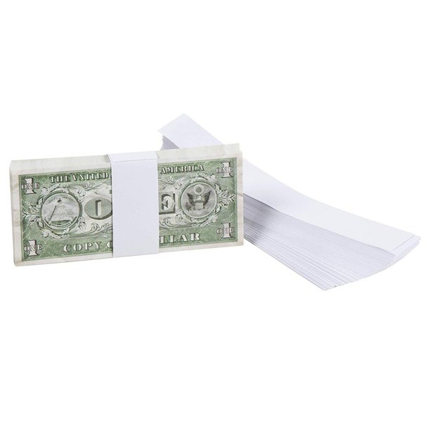300Pack Blank White Paper Currency Money Band Straps, No Denomination
