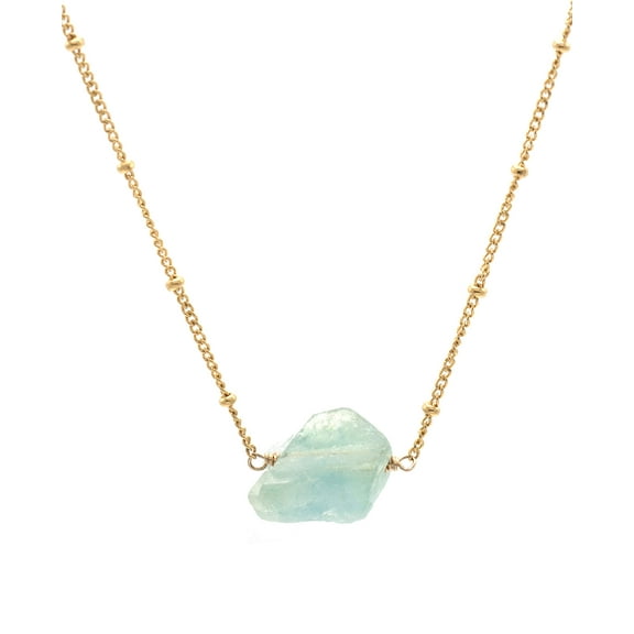 LTC Designs 14k Gold-Filled Cosmic Chain Necklace made with Natural Rough-Cut Fluorite Centerpiece, 18"