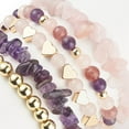 thumbnail image 3 of 5pcs 5 style Natural Mixed Gemstone Chips & Natural Pearl & Brass Heart Beaded Stretch Bracelets set Alloy Butterfly Charms Stackable Bracelets for Women, 3 of 6