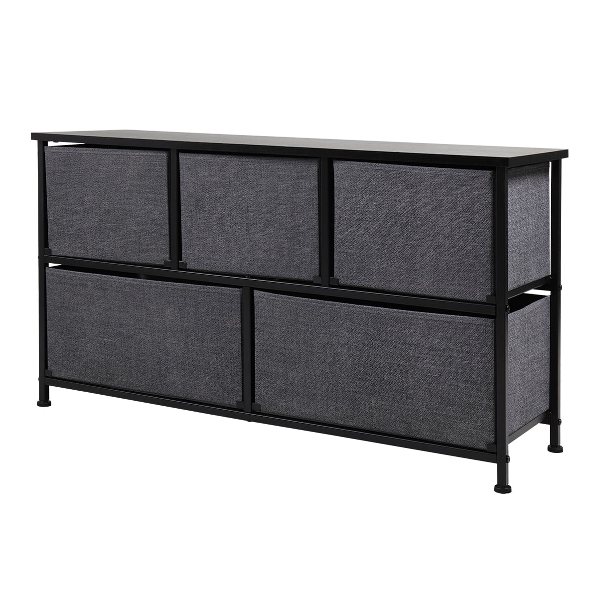 Lowestbest 2-Tier Drawer Dresser Organizer With 5 Drawers, End Table Storage Cabinet with Easy Pull Fabric Bins, Black Lowestbest 2-Tier Drawer Dresser Organizer With 5 Drawers, End Table Storage Cabinet with Easy Pull Fabric Bins, Black
