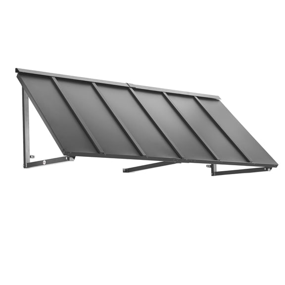 Awntech 7.67 Ft Houstonian Standing Seam Metal Fixed Awning Canopy (92in x 24in x 24in), Pewter